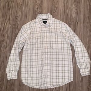 Haggar microfiber button down long sleeve shirt.